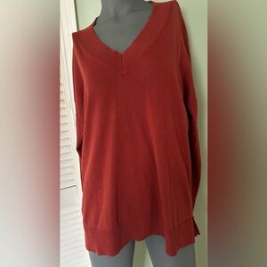 Matty M V-Neck Pullover Sweater Rust Size XL